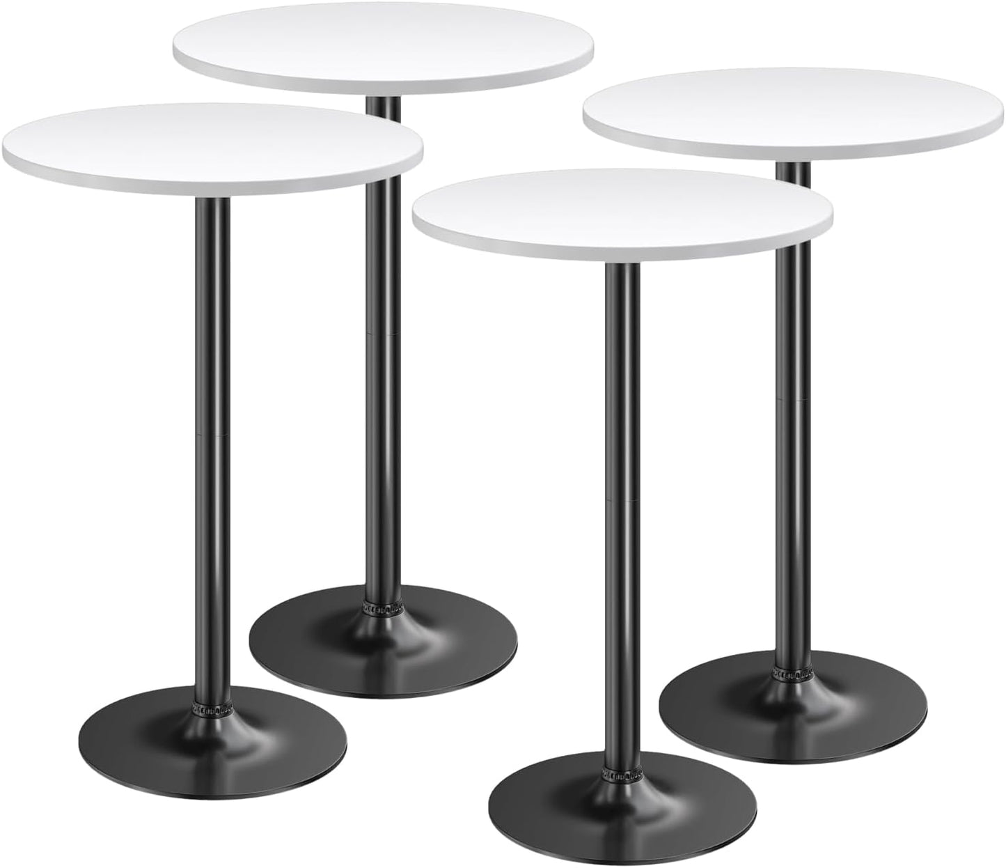 Furmax Bistro Pub Table 2 Pack Round Bar Height Cocktail Table Metal Base MDF Top Obsidian with Black Leg 23.8-Inch Top, 39.5-Inch Height (Black)