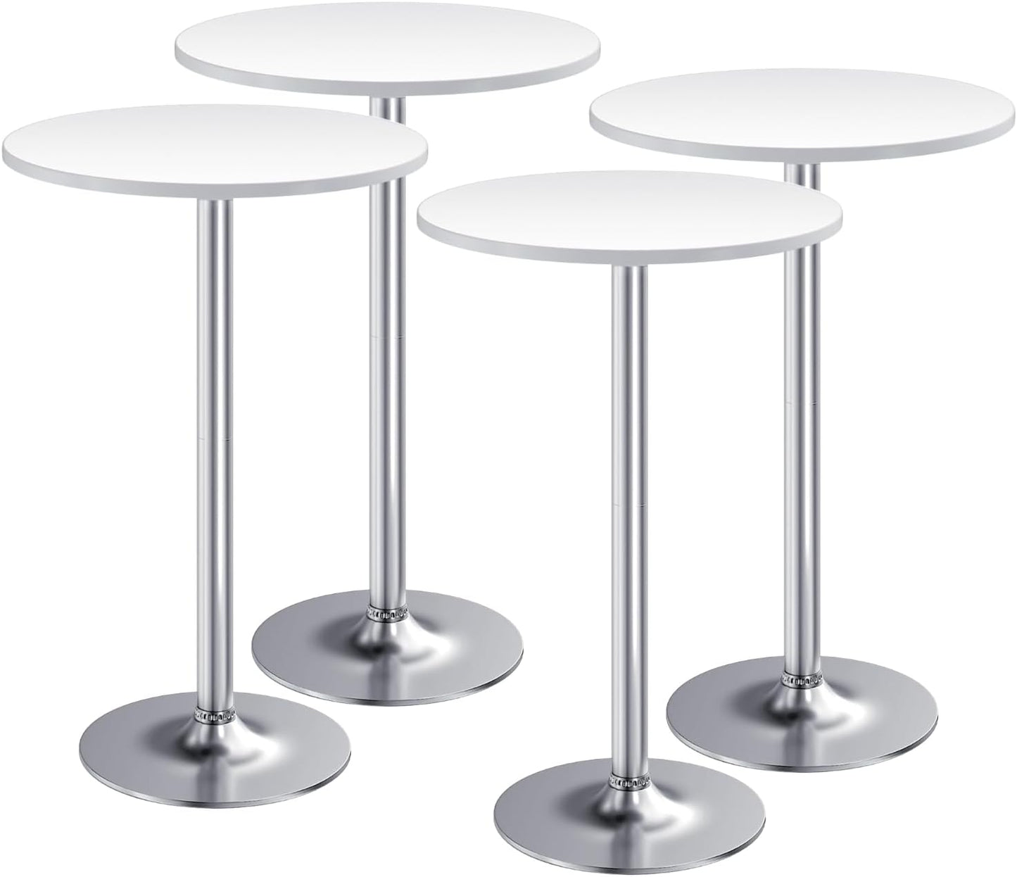 Furmax Bistro Pub Table 2 Pack Round Bar Height Cocktail Table Metal Base MDF Top Obsidian with Black Leg 23.8-Inch Top, 39.5-Inch Height (Black)