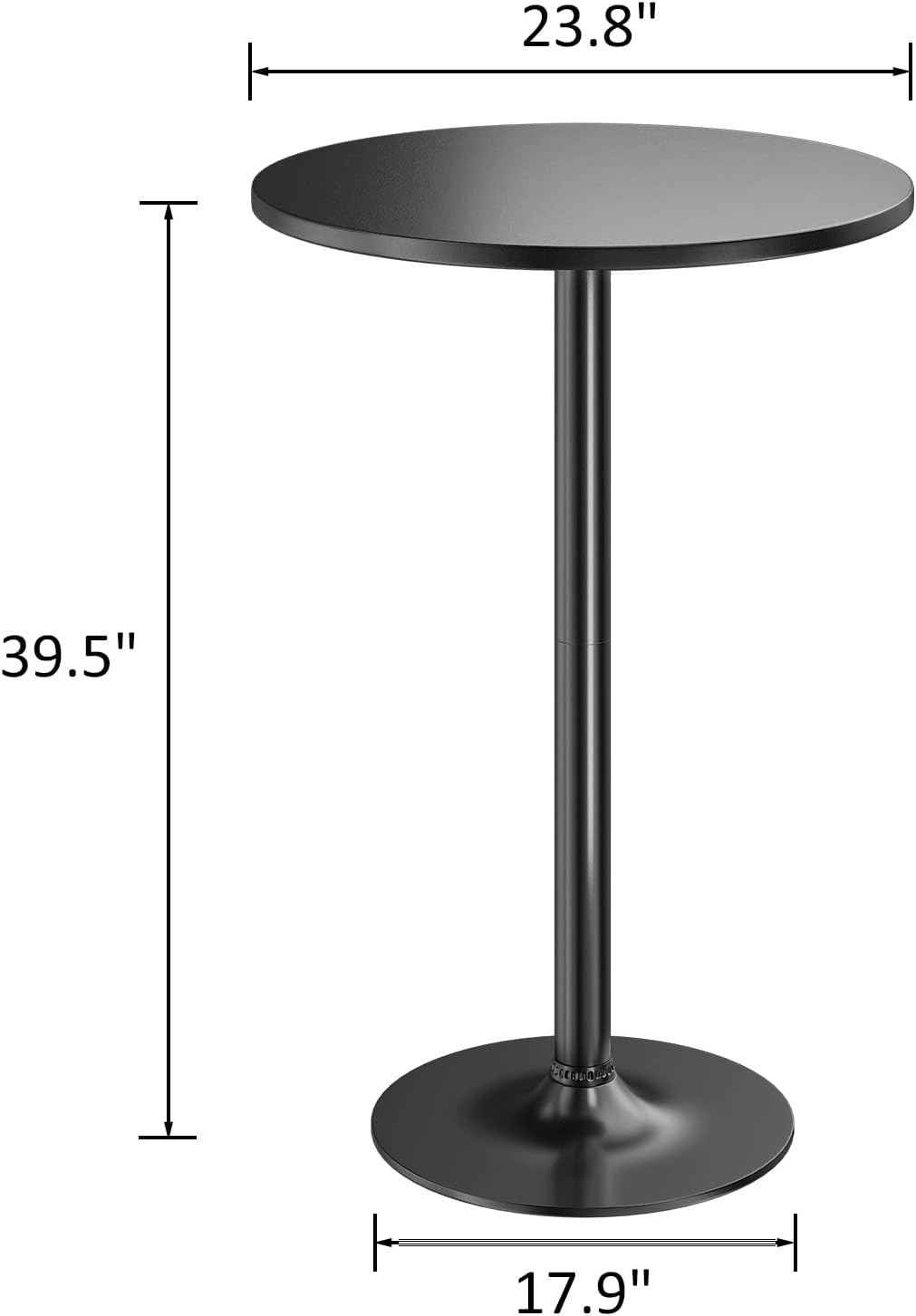 Furmax Bistro Pub Table 2 Pack Round Bar Height Cocktail Table Metal Base MDF Top Obsidian with Black Leg 23.8-Inch Top, 39.5-Inch Height (Black)