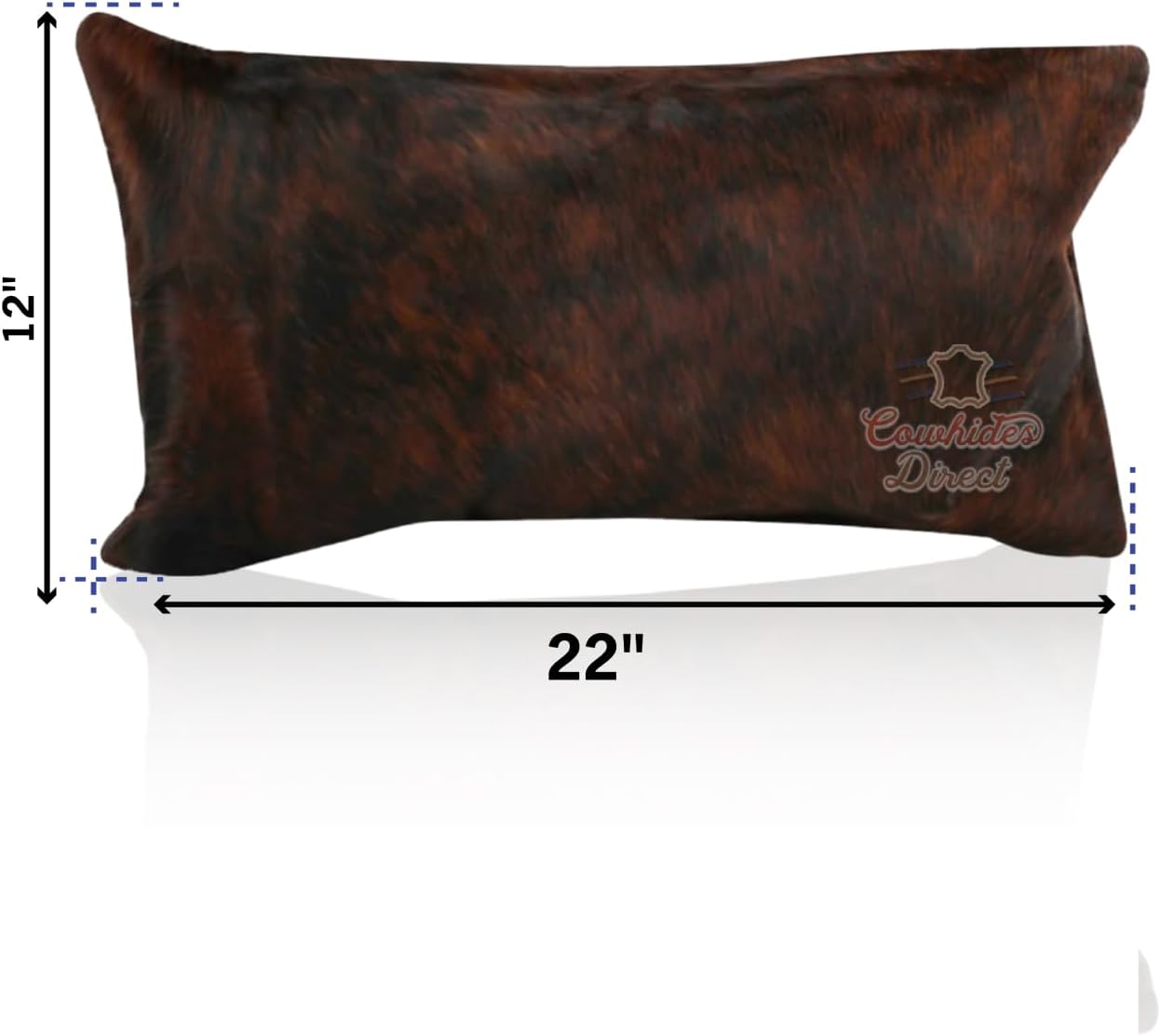 Cowhides Direct Genuine Cowhide Throw Pillow (Dark Brindle, 22x12) - Authentic Brazilian Cowhide Pillow Cover with Plush Inserts - Luxury Cow Fur Pillow for Home Décor