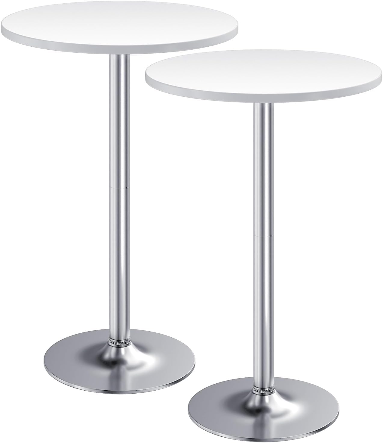 Furmax Bistro Pub Table 2 Pack Round Bar Height Cocktail Table Metal Base MDF Top Obsidian with Black Leg 23.8-Inch Top, 39.5-Inch Height (Black)