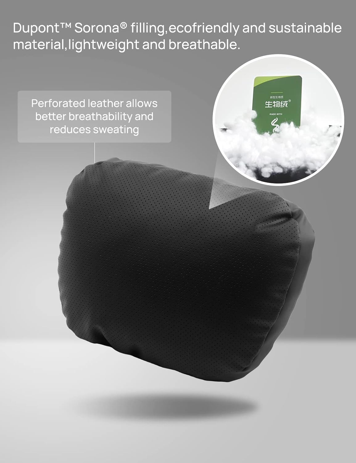 TPARTS Leather Headrest Neck Pillow for Tesla Model Y/X/3/S, Tesla Model 3 Accessories,Tesla Model Y Accessories, Car Neck Pillow for Traveling (Set of 2 Black)