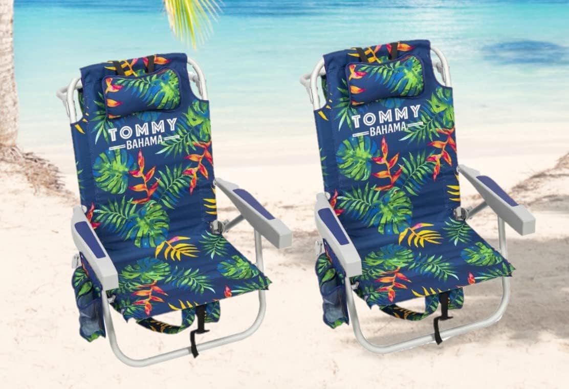 Tommy Bahama 2 Pack Backpack Beach Chair 5 Position Chair, Including Lay Flat (Floral)