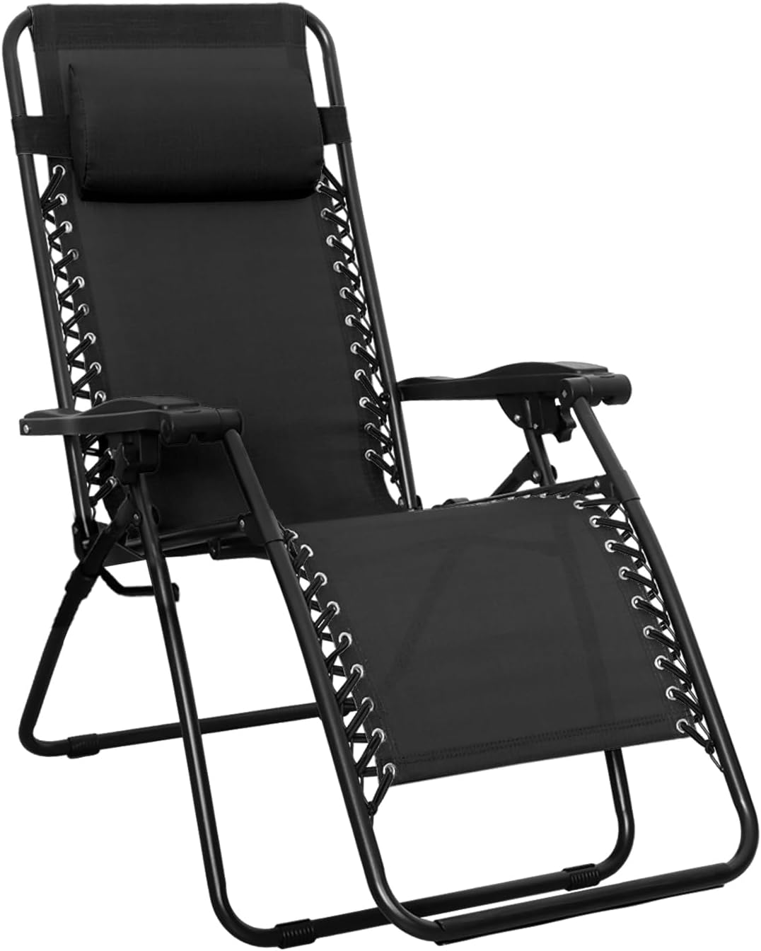Amazon Basics Outdoor Patio Zero Gravity Lounge Chair with Pillow, Folding Reclining and Textilene Adjustable, Folding Lounge Lawn Chairs for Outside, 26", Beige