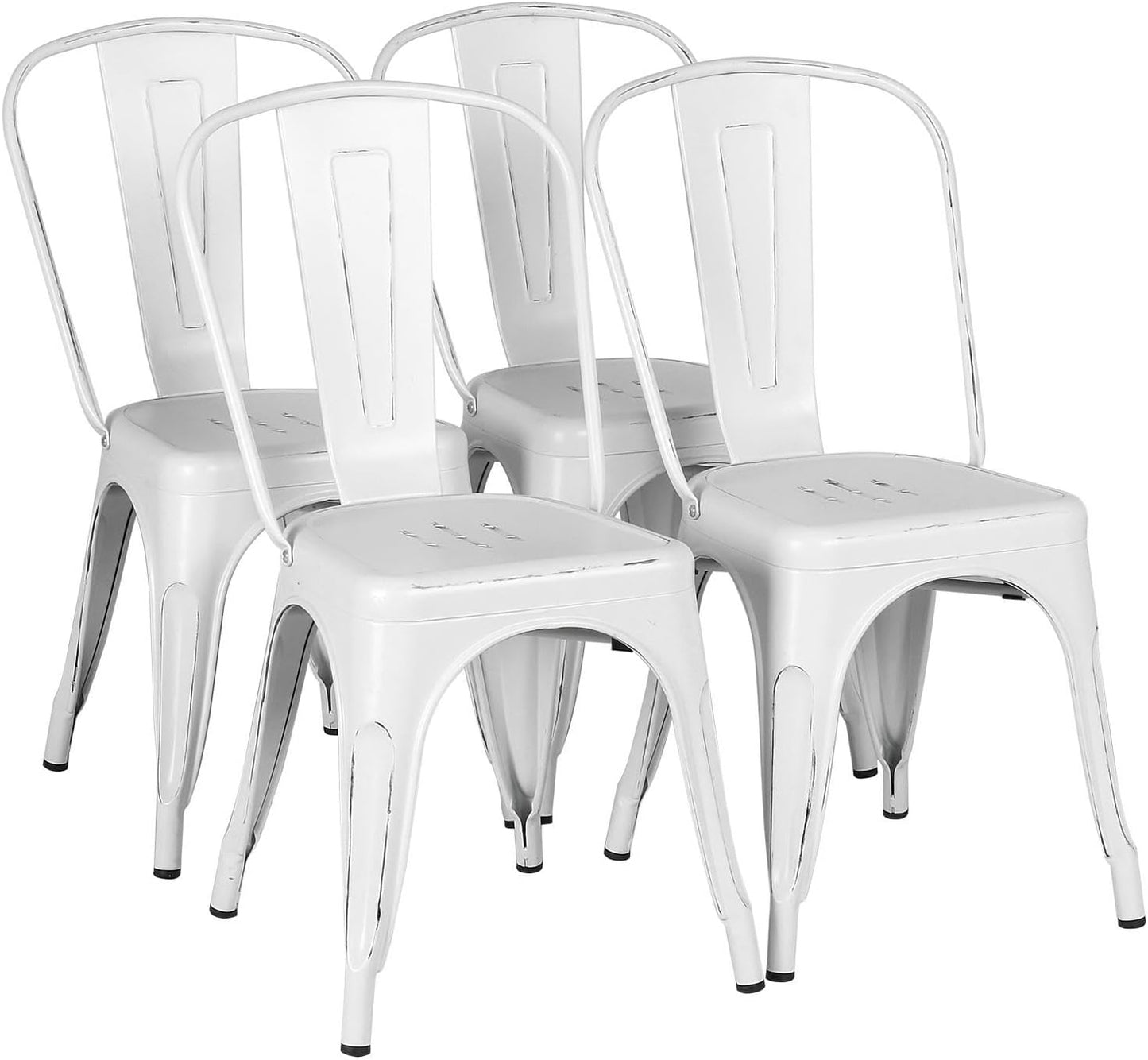 Yaheetech 18 Inch Classic Iron Metal Dining Chair with Wood Top/Seat Indoor-Outdoor Use Chic Dining Bistro Cafe Side Barstool Bar Chair Coffee Chair Set of 4 Black
