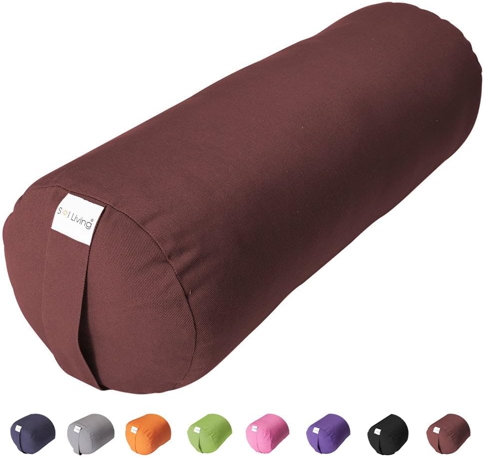 Sol Living Yoga Bolster Pillow for Restorative Meditation - 100% Cotton Cylindrical Cushion with Washable Cover for Balance Support in Asana Poses