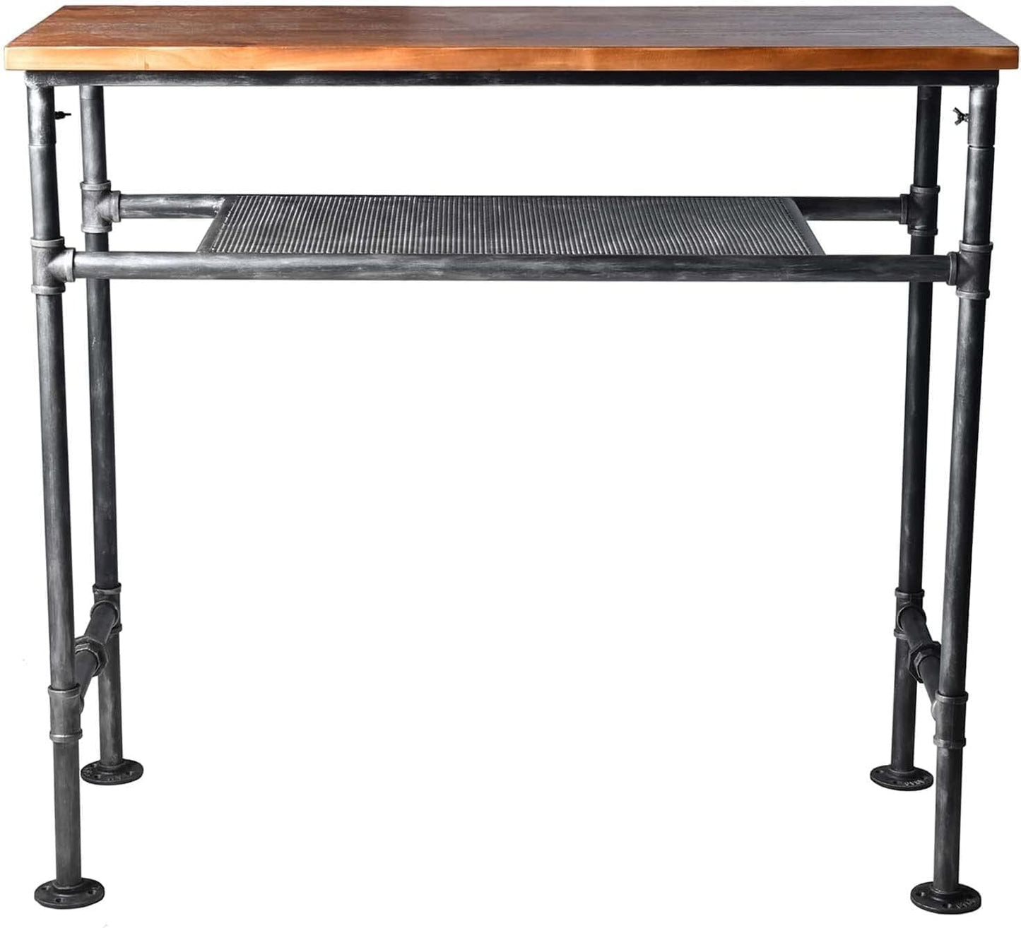 Diwhy 5 Piece Bar Table and Barstool Set Industrial Rectangular Pub Bar Table with Extra Shelf for Stroage and Kitchen Counter Height Adjustable Stool with Backrest Silver(1 Table + 4 Chairs)