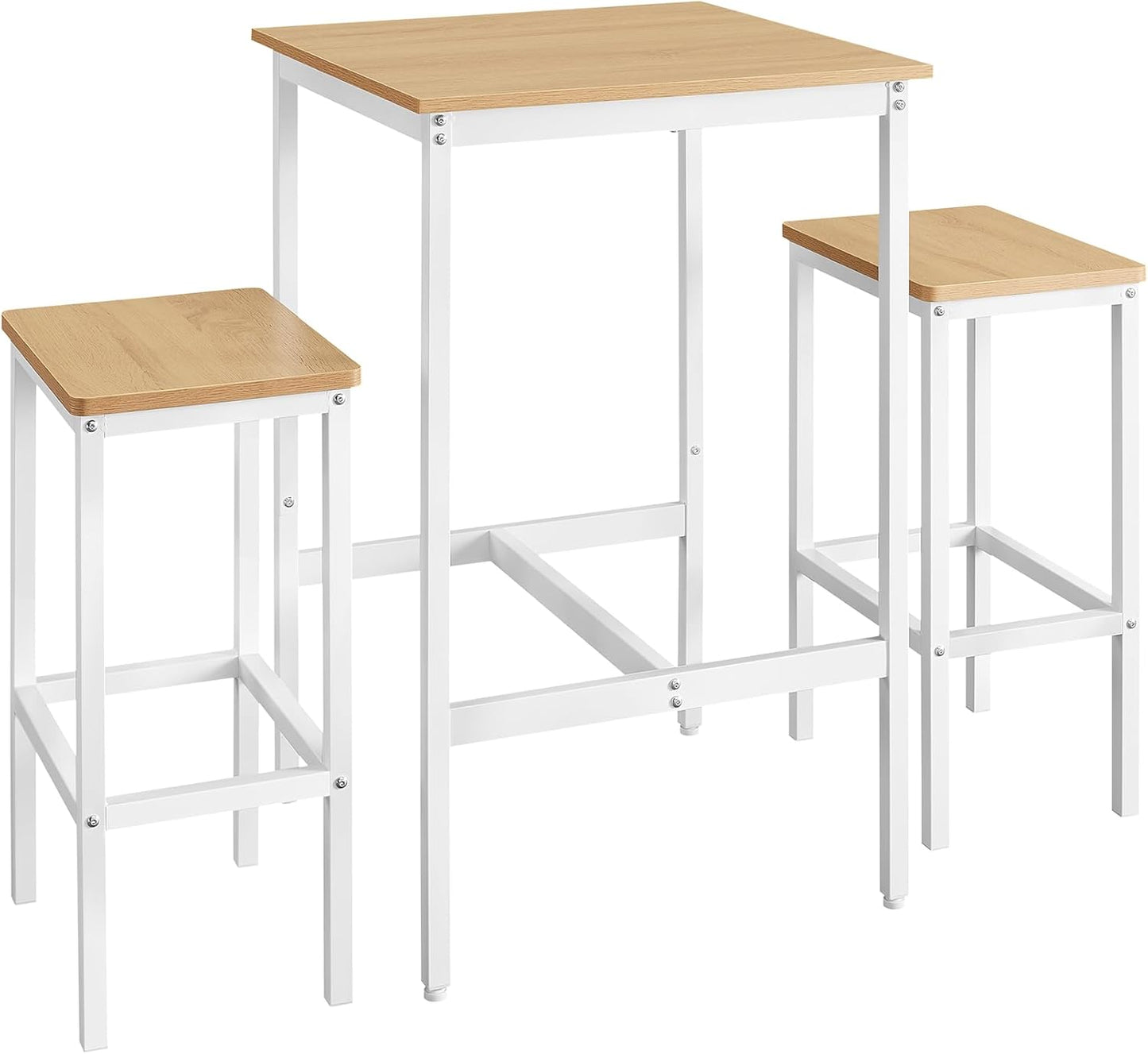 VASAGLE Bar Table and Chairs Set, Square Table with 2 Stools, Dining Pub Set for 2, Space Saving for Kitchen Breakfast, Living Room, Party Room, Rustic Brown and Ink Black