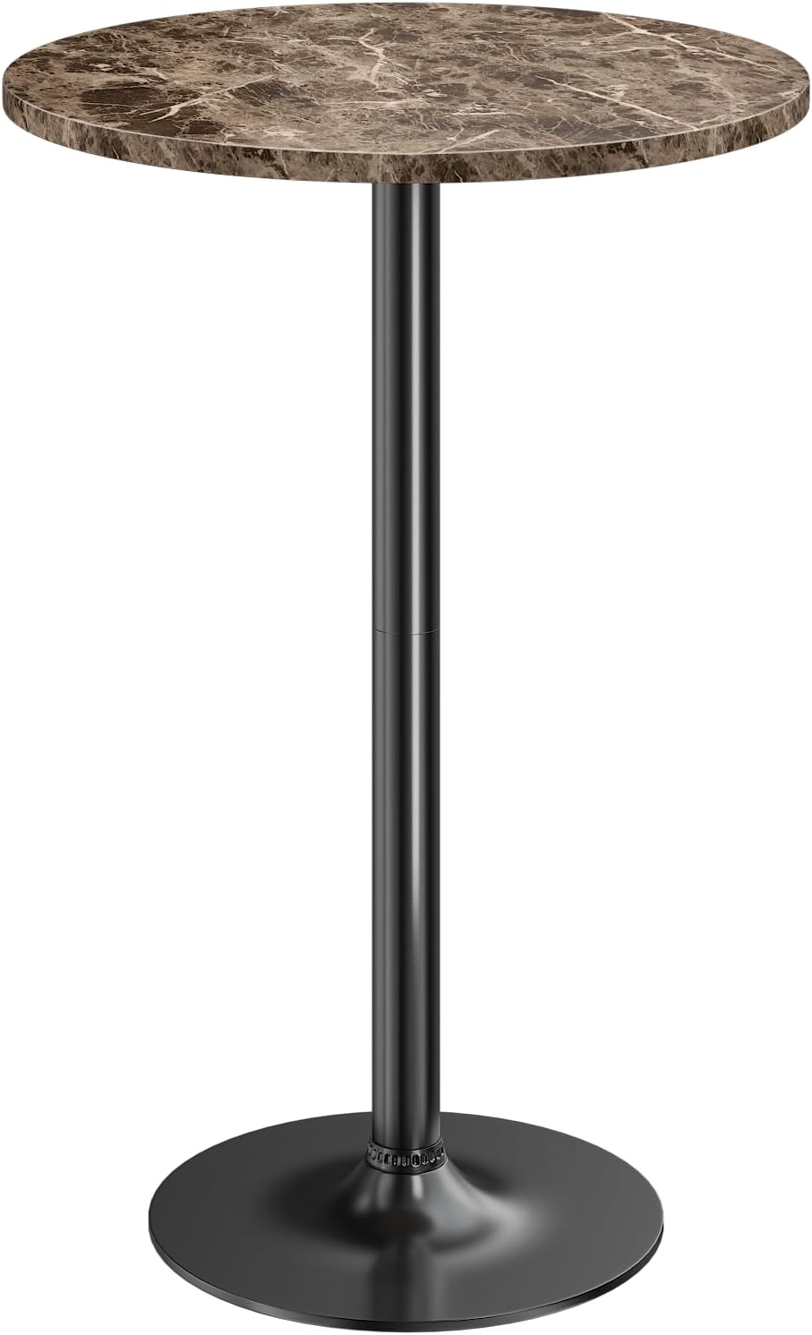 Furmax Bistro Pub Table 2 Pack Round Bar Height Cocktail Table Metal Base MDF Top Obsidian with Black Leg 23.8-Inch Top, 39.5-Inch Height (Black)