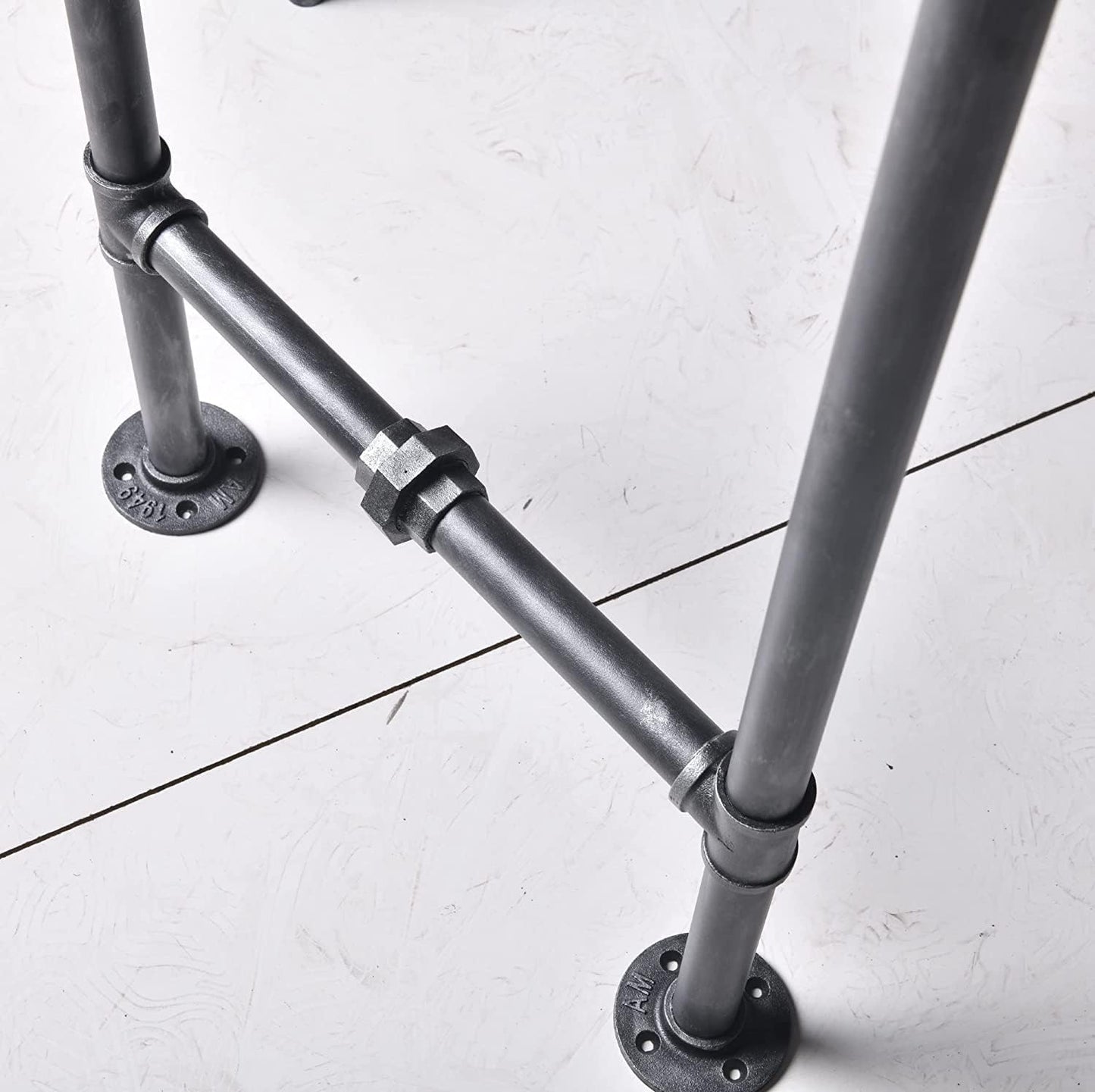 Diwhy 5 Piece Bar Table and Barstool Set Industrial Rectangular Pub Bar Table with Extra Shelf for Stroage and Kitchen Counter Height Adjustable Stool with Backrest Silver(1 Table + 4 Chairs)
