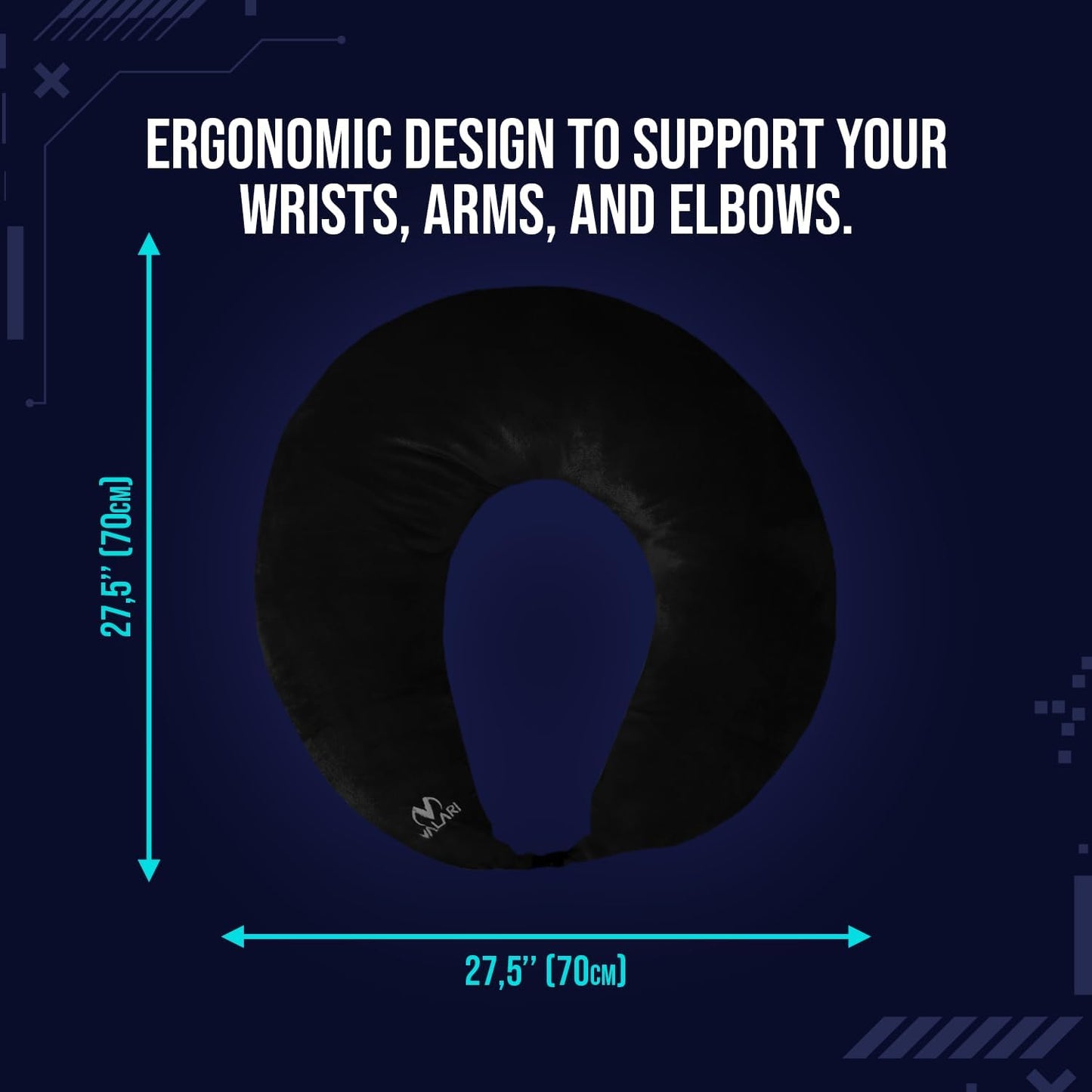 Rare Gaming Pillow | Ergonomic Gaming Lap Pillow Provides Wrist & Elbow Support, Reduces Shoulder & Neck Pressure | Plush Arm Rest Pillow with a Washable Cover & Easy-Storage Clip, (Black)