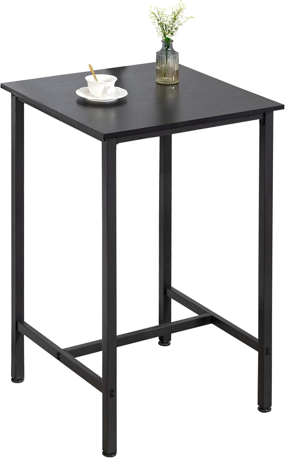Finnhomy Bar Table Set, 23.6" Pub Table High Top Table, Square Bar Height Table, Bar Table with Stools, Small Kitchen Table Set for 2, Industrial Breakfast for Kitchen, Living Room, Rustic Black