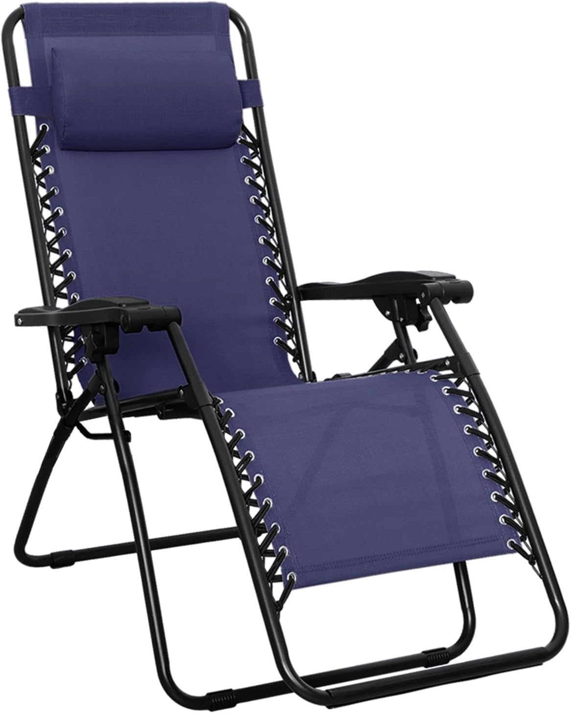 Amazon Basics Outdoor Patio Zero Gravity Lounge Chair with Pillow, Folding Reclining and Textilene Adjustable, Folding Lounge Lawn Chairs for Outside, 26", Beige
