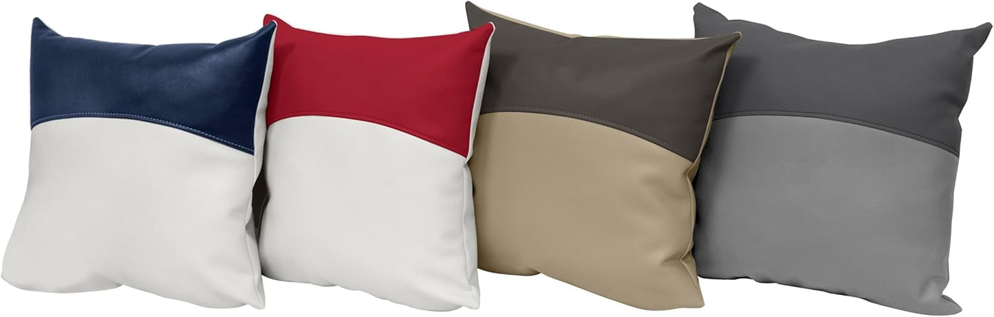 Wise DLX1616 DLX Series Square Pontoon Accessory Pillow, 16" x 16", White/Crimson Red