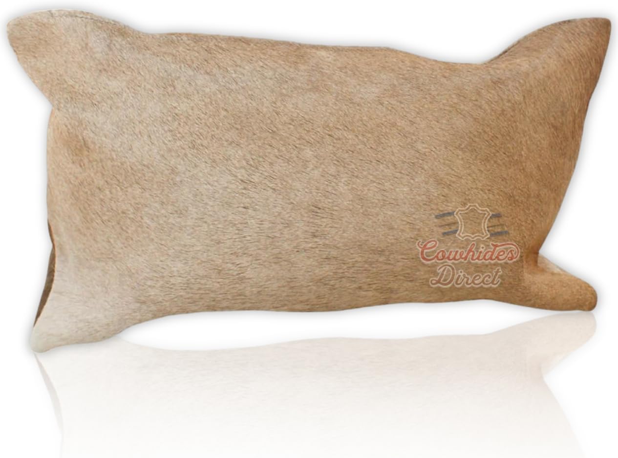 Cowhides Direct Genuine Cowhide Throw Pillow (Dark Brindle, 22x12) - Authentic Brazilian Cowhide Pillow Cover with Plush Inserts - Luxury Cow Fur Pillow for Home Décor