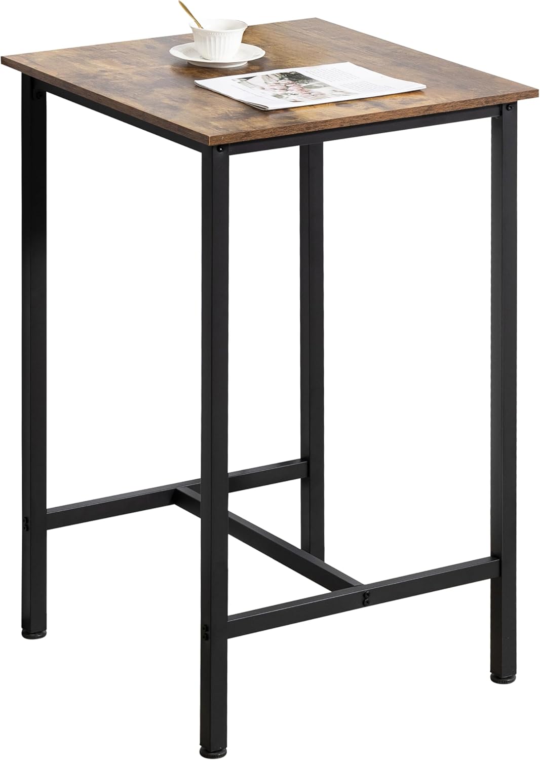 Finnhomy Bar Table Set, 23.6" Pub Table High Top Table, Square Bar Height Table, Bar Table with Stools, Small Kitchen Table Set for 2, Industrial Breakfast for Kitchen, Living Room, Rustic Black