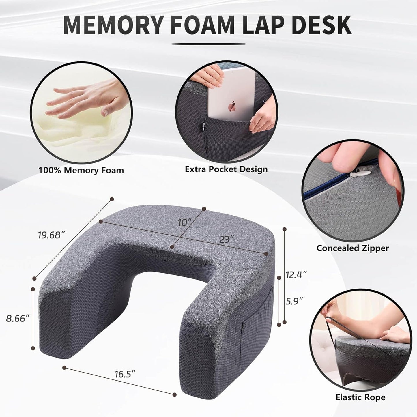 Reading Pillow, Lap Desk, Laptop Pillow for Lap, Large Gaming Pillow for Reading, Working, Gaming or Sitting in Bed Floor Couch(Dark Grey)