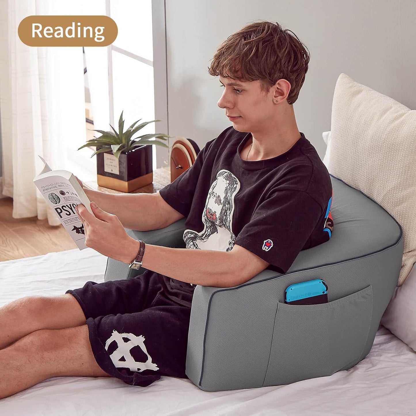 Lap Desk for Adults, Gaming Pillow, Reading Pillow, Lap Desk, Laptop Desk Pillow, Couch Reading Pillow, Memory Foam Bed Rest Pillow for Reading, Laptop Stand for Bed(Grey)