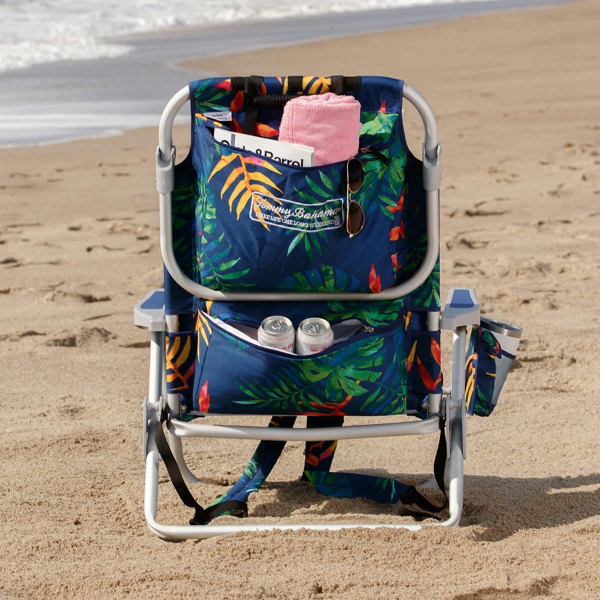 Tommy Bahama 5 Position Beach Chair (Green Leaves)