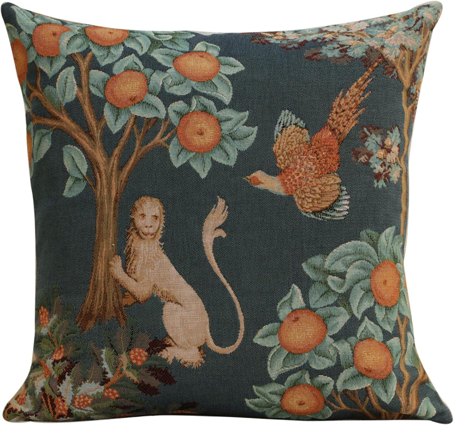 Charlotte Home Furnishings Decorative Throw Pillow Cover 19x19 in, Tree Squirrel French Country Sofa Cushion Case, Home Decor Cozy Square Tapestry Pillow Cover, Soft European Cotton Jacquard Woven