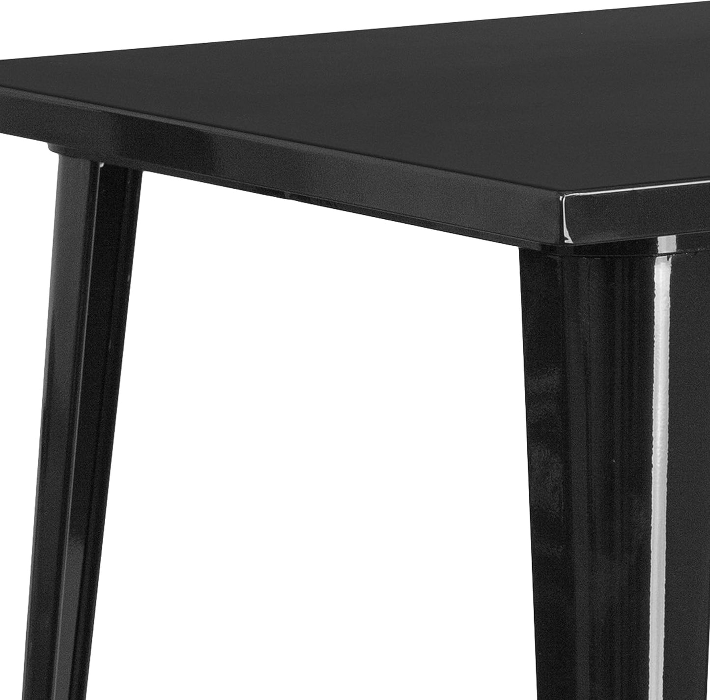 EMMA + OLIVER Commercial Grade 31.5" Square Black Metal Indoor-Outdoor Bar Height Table