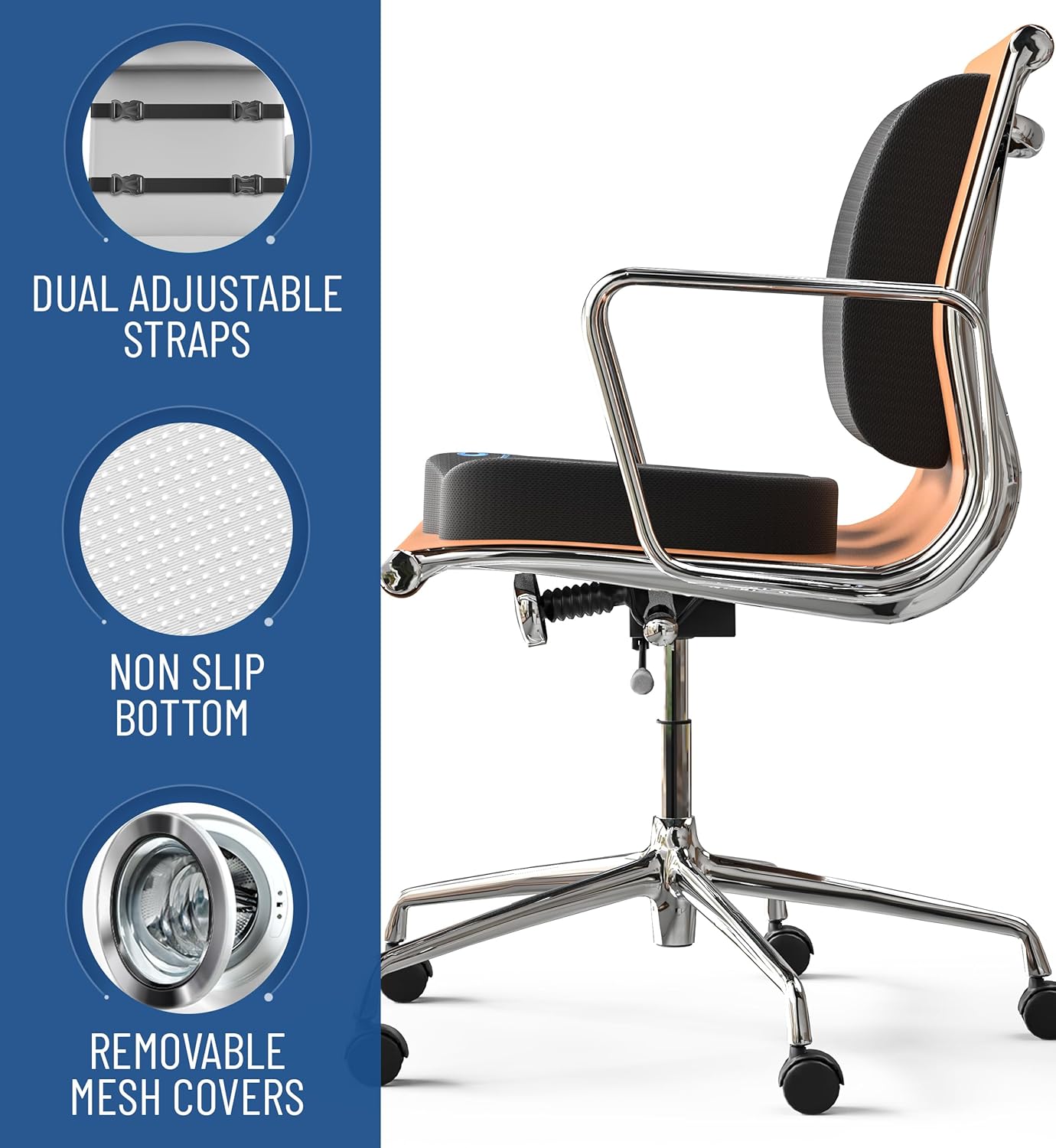 Everlasting Comfort Doctor Recommended Memory Foam Seat Cushion and Lumbar Support Pillow - Ergonomic Office Chair Cushions for Tailbone, Sciatica, Lower Back Pain Relief-Car Seat & Desk Chair Support
