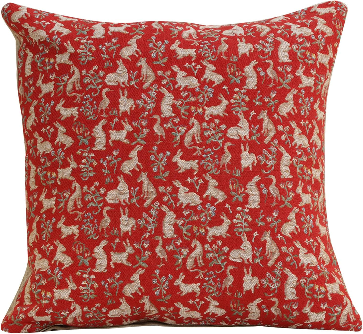 Charlotte Home Furnishings Decorative Throw Pillow Cover 19x19 in, Tree Squirrel French Country Sofa Cushion Case, Home Decor Cozy Square Tapestry Pillow Cover, Soft European Cotton Jacquard Woven