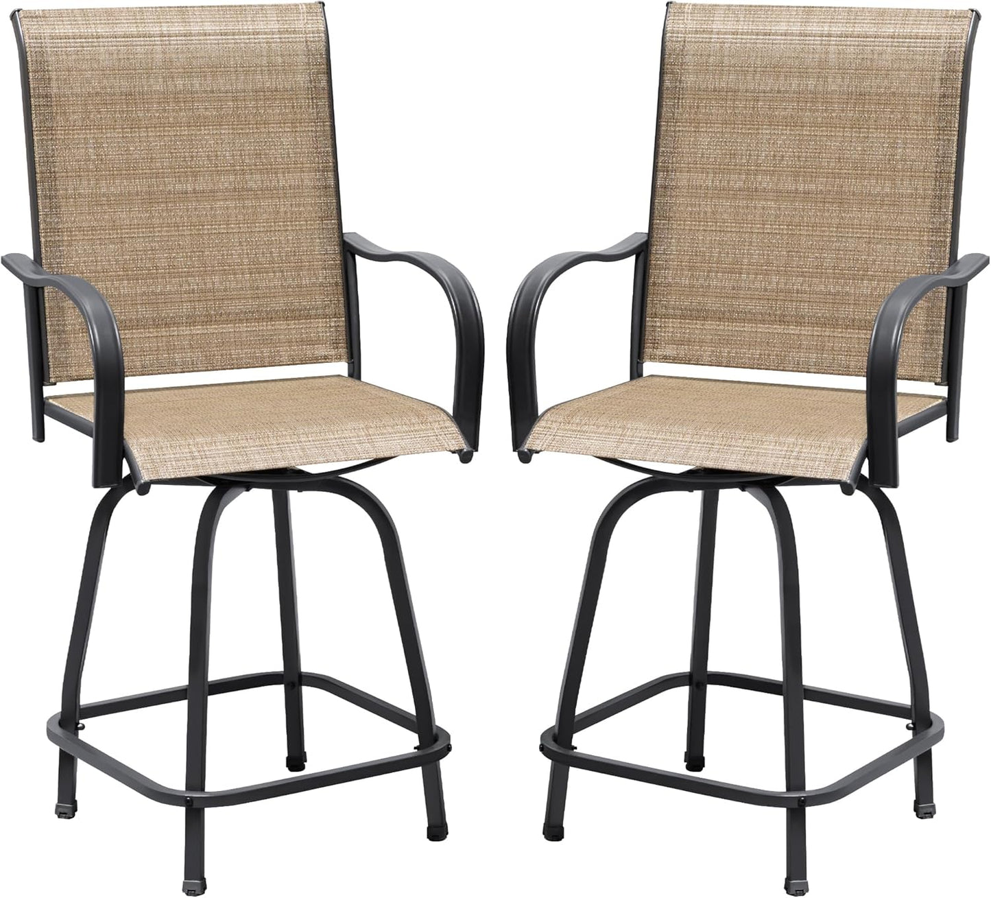 Devoko Patio Swivel Bar Set 3 Pieces Patio High Top Bar Table and Stools Chairs Set Textilene Sling Fabric Outdoor Bar Stools Set of 2 for Garden, Balcony