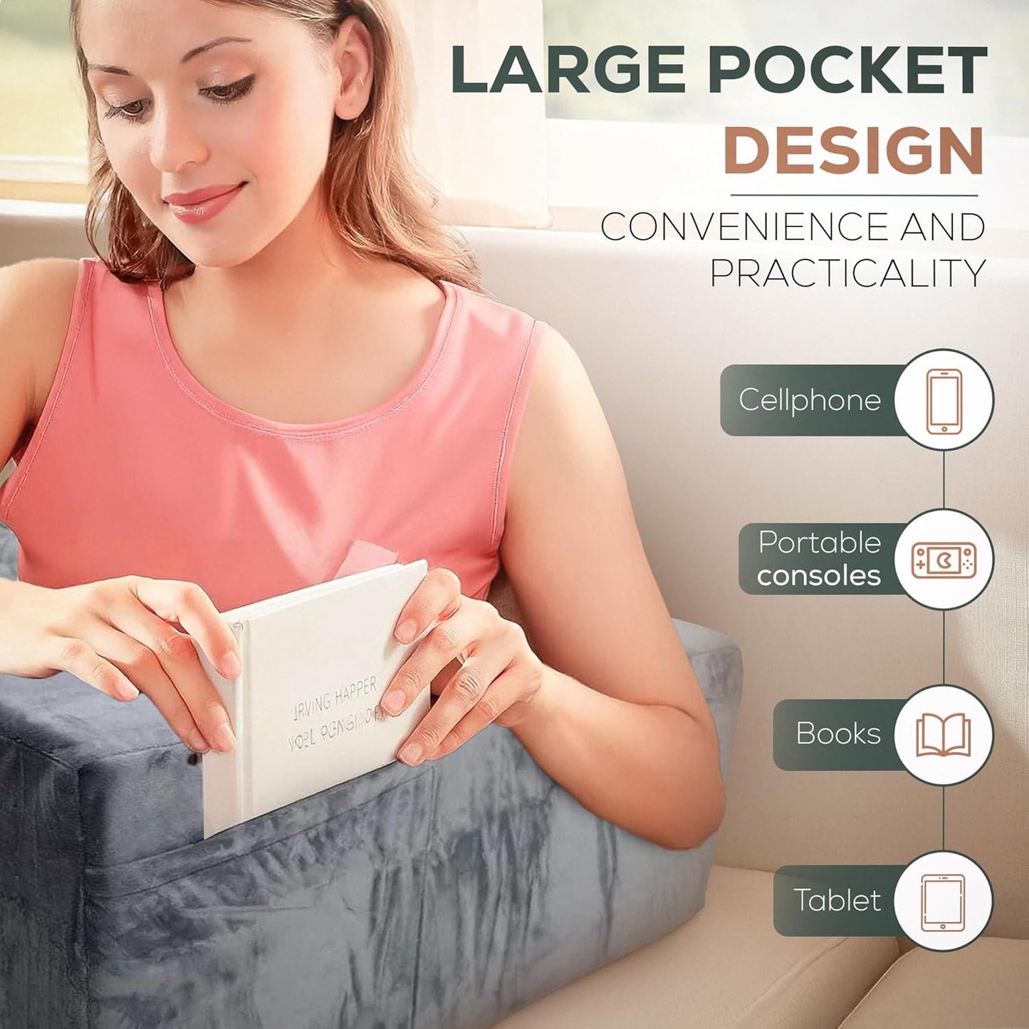 Reading Pillow for Lap to Improve Your Reading Experience - Memory Foam Adult Gaming Pillow for Bed with Cup Holder - Allow 24–72 hrs to Fully Expand - Maximizing Your Comfort
