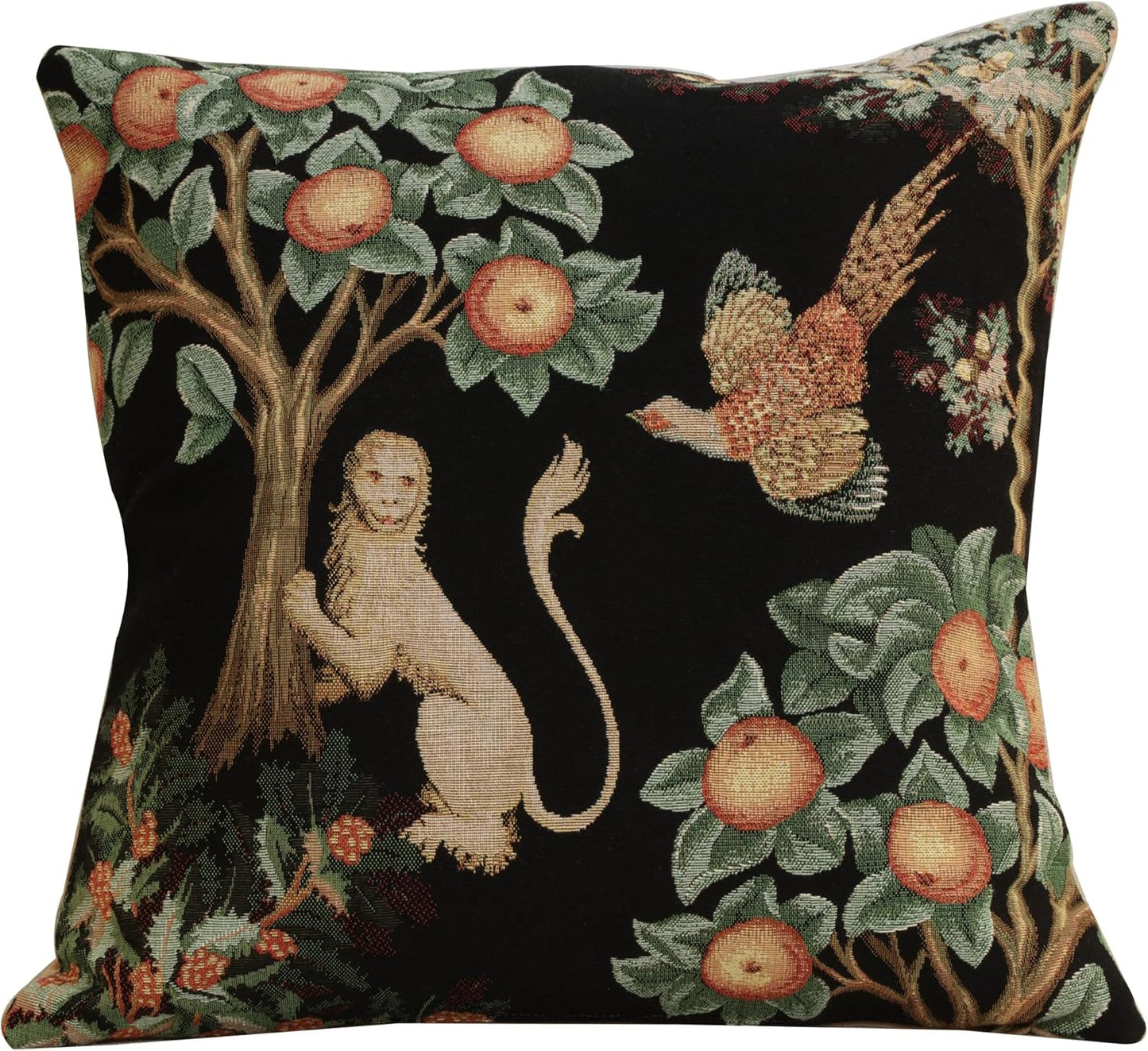 Charlotte Home Furnishings Decorative Throw Pillow Cover 19x19 in, Tree Squirrel French Country Sofa Cushion Case, Home Decor Cozy Square Tapestry Pillow Cover, Soft European Cotton Jacquard Woven