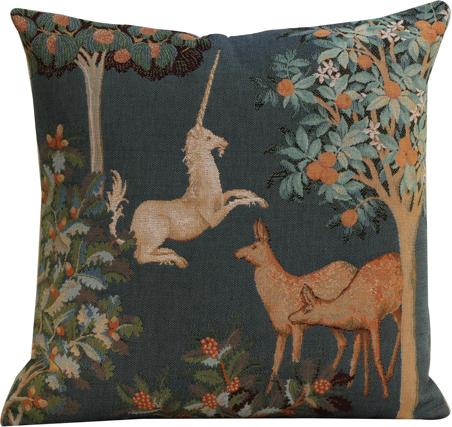 Charlotte Home Furnishings Decorative Throw Pillow Cover 19x19 in, Tree Squirrel French Country Sofa Cushion Case, Home Decor Cozy Square Tapestry Pillow Cover, Soft European Cotton Jacquard Woven