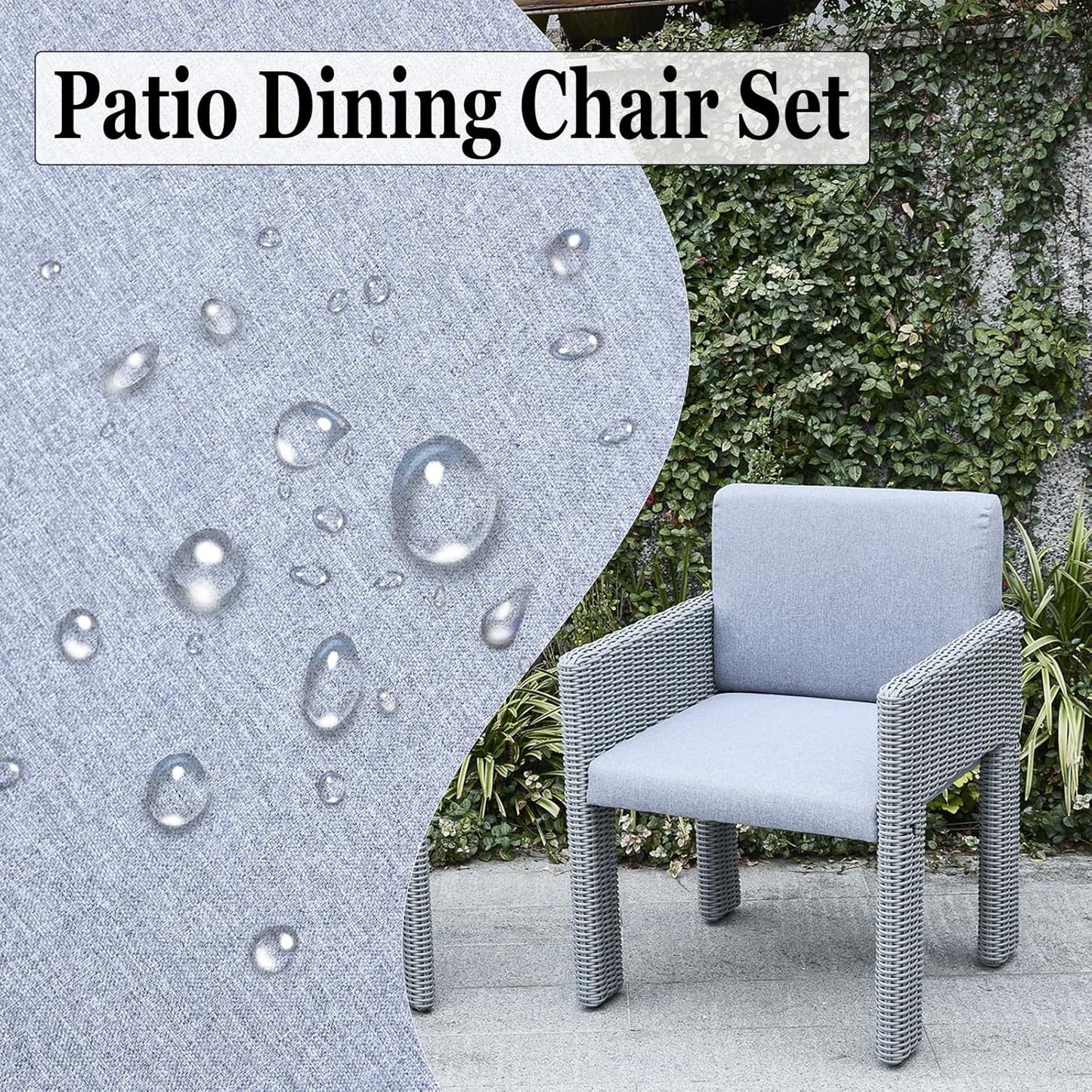 7 Piece Patio Dining Set, Outdoor Dining Furniture Set with Large Table, PE Wicker Patio Dining Set of 6, Outdoor Table and Chairs for Garden, Yard, Backyard, Poolside, Grey