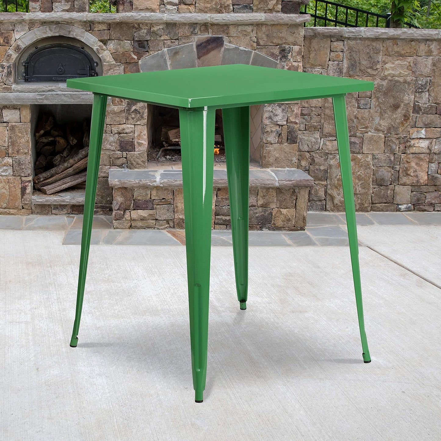 Flash Furniture Nolan Commercial Grade 31.5" Square Black Metal Indoor-Outdoor Bar Height Table