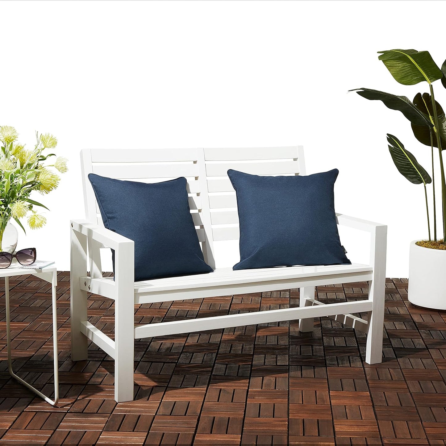 Classic Accessories Montlake FadeSafe Indoor/Outdoor Accent Pillows, 20 x 20 x 8 Inch, 2 Pack, Heather Indigo
