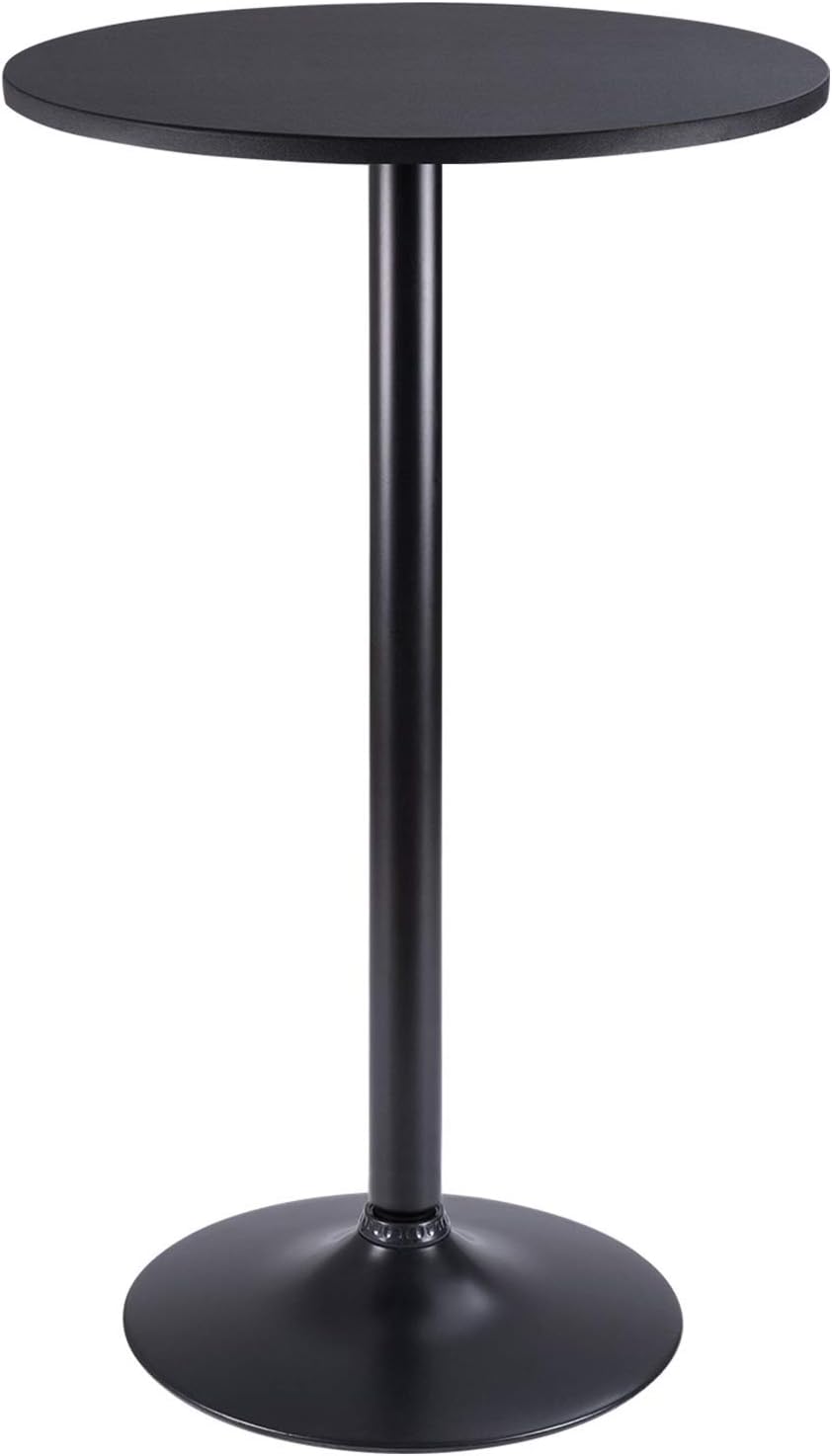 Furmax Bistro Pub Table 2 Pack Round Bar Height Cocktail Table Metal Base MDF Top Obsidian with Black Leg 23.8-Inch Top, 39.5-Inch Height (Black)