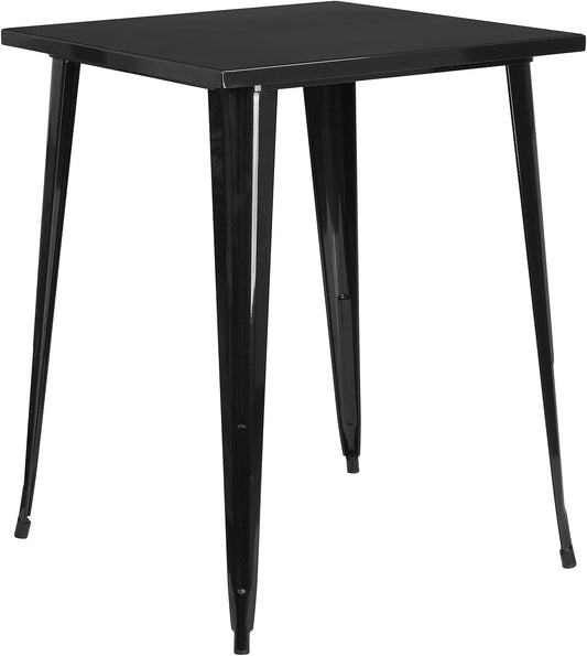 Flash Furniture Nolan Commercial Grade 31.5" Square Black Metal Indoor-Outdoor Bar Height Table