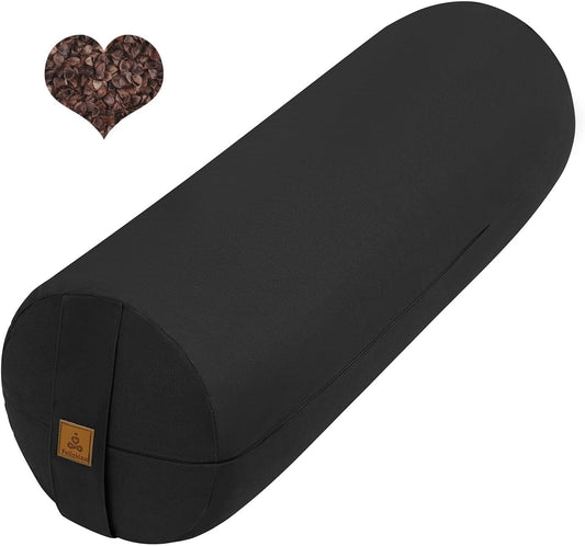 Organic Buckwheat Bolster(24X9 in) Yoga Bolster Supportive Yoga Cushion for Restorative Yoga Accessories Meditation Pillow Reading Pillow Floor Pillow Large Round Cylinder