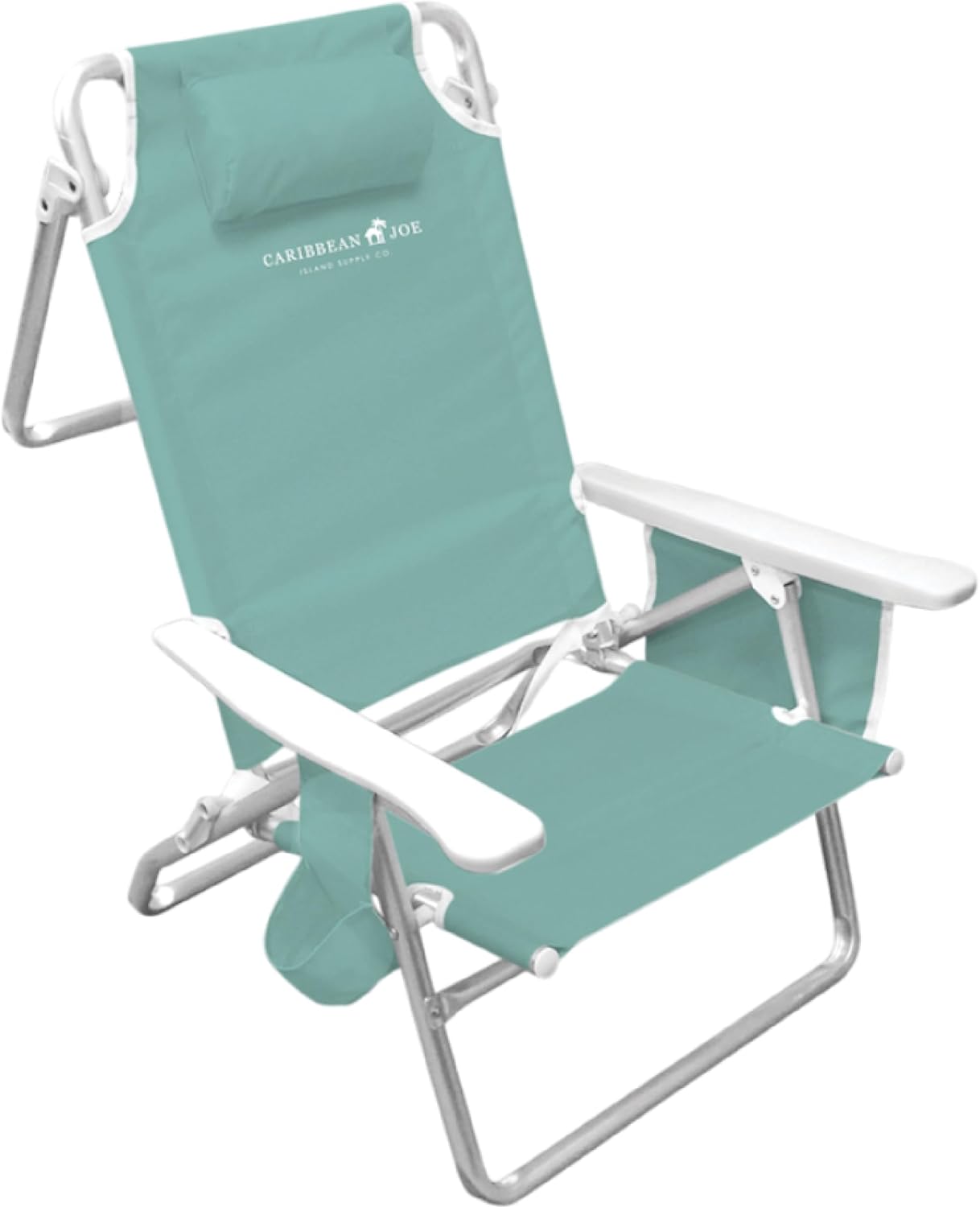 Caribbean Joe Folding Beach Chair, 5 Position Lightweight, Portable Reclining Outdoor Camping Chair with Headrest, Shoulder Strap, and Cup Holder, Bold Stripe