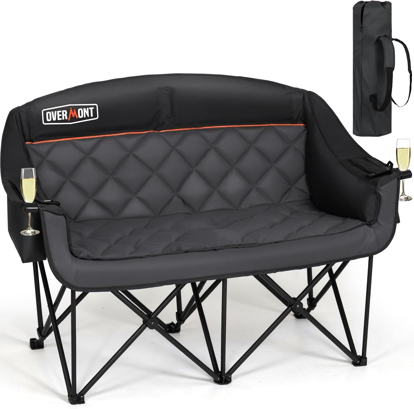 Overmont Oversized XL Camping Chair for Adults - 450lbs Support Heavy-Duty Padded Folding Chair with Side Pocket Cup Holder Cooling Bag for Outdoor Sports Garden Beach Fishing Lawn Blue