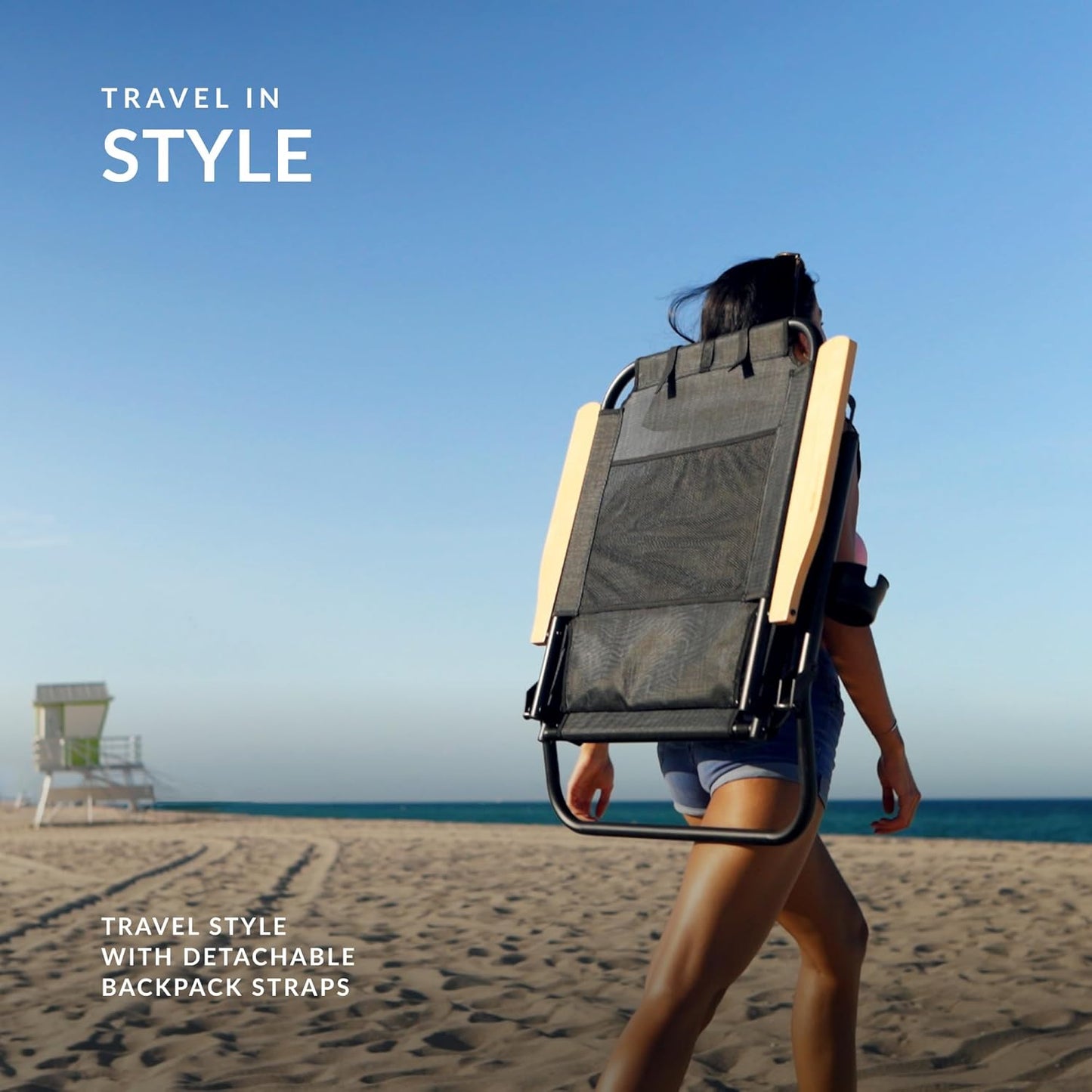 Water Buffalo Bondi Beach Chair – Backpack Beach Chair for Adults with Reclining Positions, Cup Holder & High Back Support