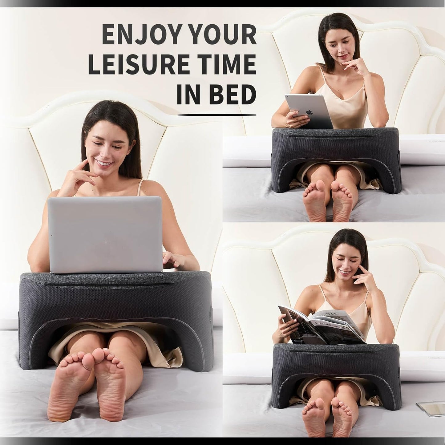 Reading Pillow, Lap Desk, Laptop Pillow for Lap, Large Gaming Pillow for Reading, Working, Gaming or Sitting in Bed Floor Couch(Dark Grey)