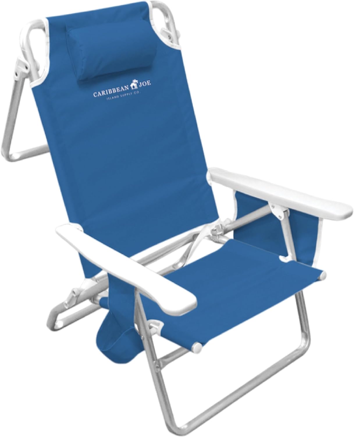 Caribbean Joe Folding Beach Chair, 5 Position Lightweight, Portable Reclining Outdoor Camping Chair with Headrest, Shoulder Strap, and Cup Holder, Bold Stripe
